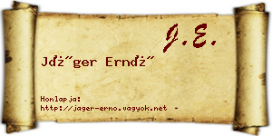 Jáger Ernő névjegykártya